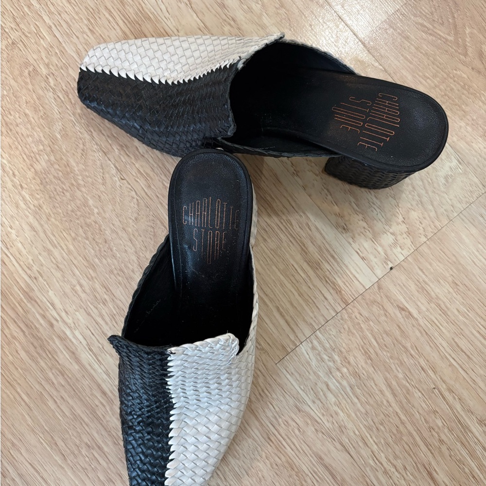 Charlotte Stone Two-Tone Woven Mules ‘Mae’